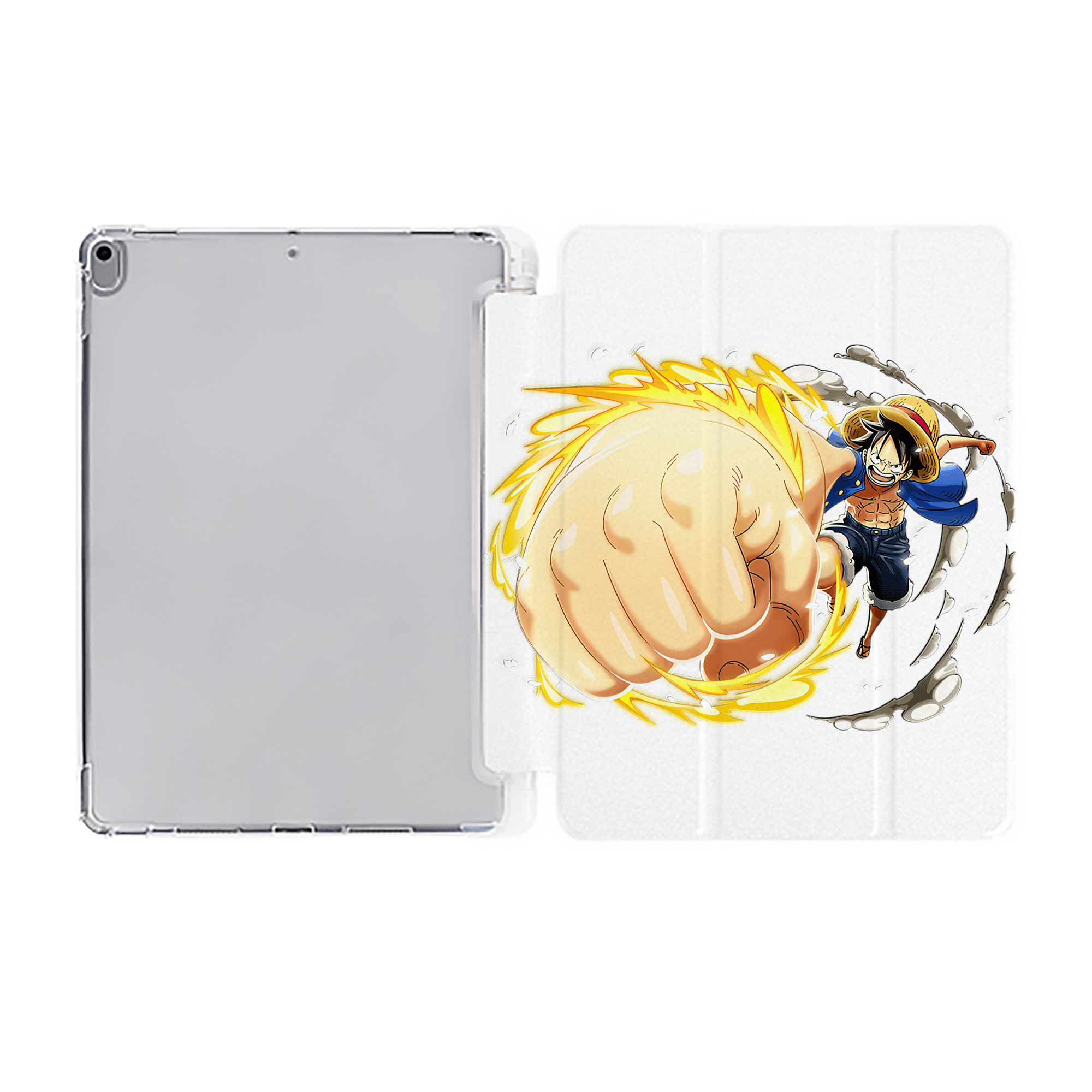 （画像用） ワンピース モンキー・D・ルフィ ONE PIECE Monkey D. Luffy IPad ケース ペン収納付き 三つ折りスタンド PUレザー×シリコン 対応機種9.5/10.5/10.9インチ